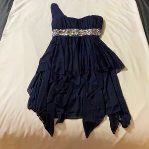 Navy Blue Handkerchief Style Dress by Deb NWT